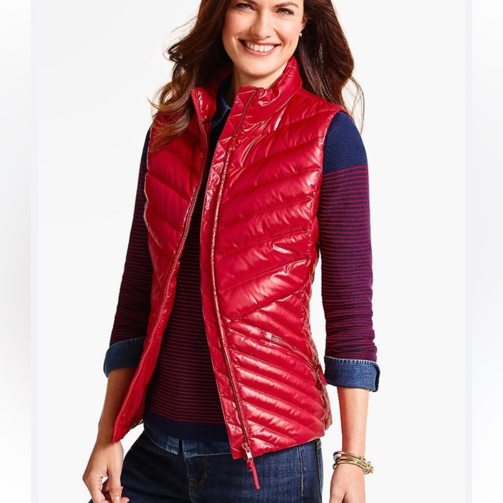 Talbots Chevron red vest